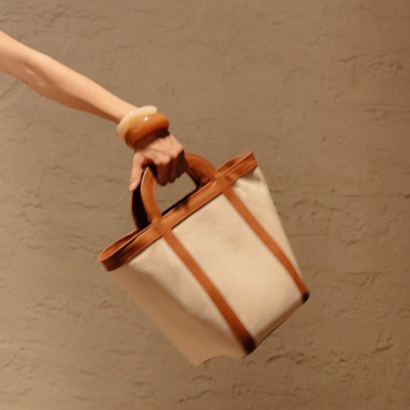 Mini Atuel Tote Bag in Canvas and Leather